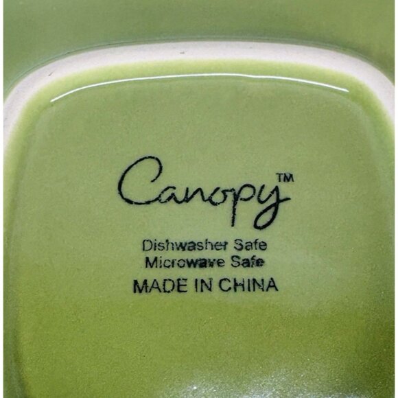 Home Trends CANOPY PEA POD Green Embossed Square Porcelain Dinner Plates Set 3 - Picture 8 of 16